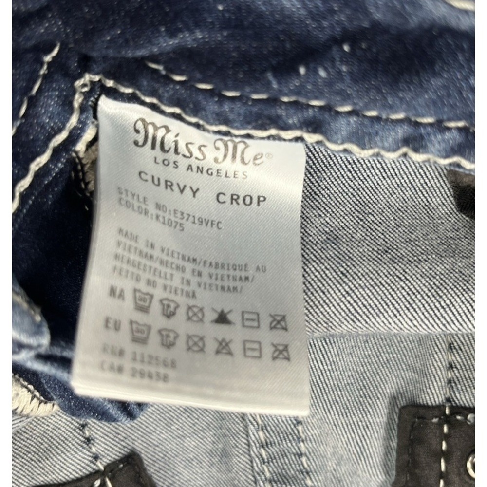 Miss Me Curvy Crop Denim Jeans Size 31 Distressed Leopard Blingy Pockets - Picture 5 of 13